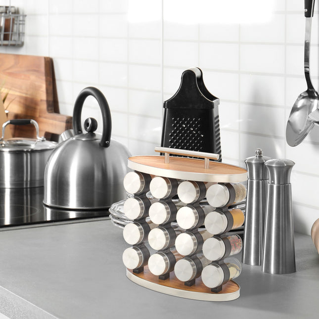 Étagère à épices portable avec 16 pots