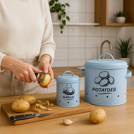 Boîtes de rangement pour pommes de terre, oignons et ail - Lot de 3