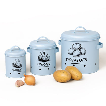Boîtes de rangement pour pommes de terre, oignons et ail - Lot de 3