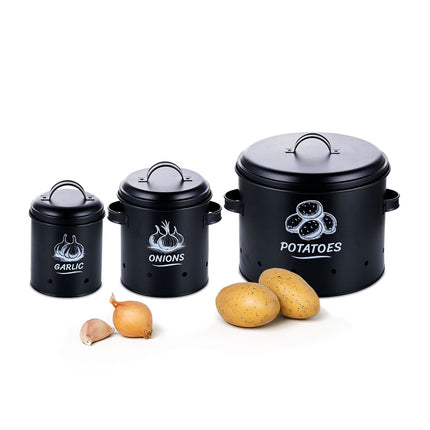 Vorratsdosen für Kartoffeln, Zwiebeln und Knoblauch – 3er-Set
