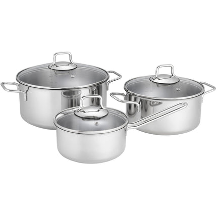 Topf- &amp; Pfannenset mit Glasdeckel 3-teilig