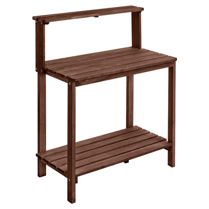Potting Bench, Fir Wood Tabletop, 3-Tier Shelves, Hooks