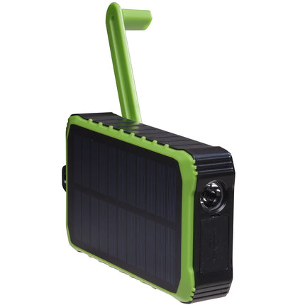 PowerBank 10.000 mAh Solarzelle Kurbel Schwarz/Grün