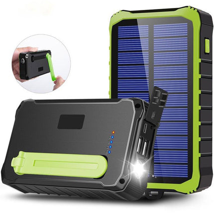 PowerBank 10.000 mAh Solarzelle Kurbel Schwarz/Grün