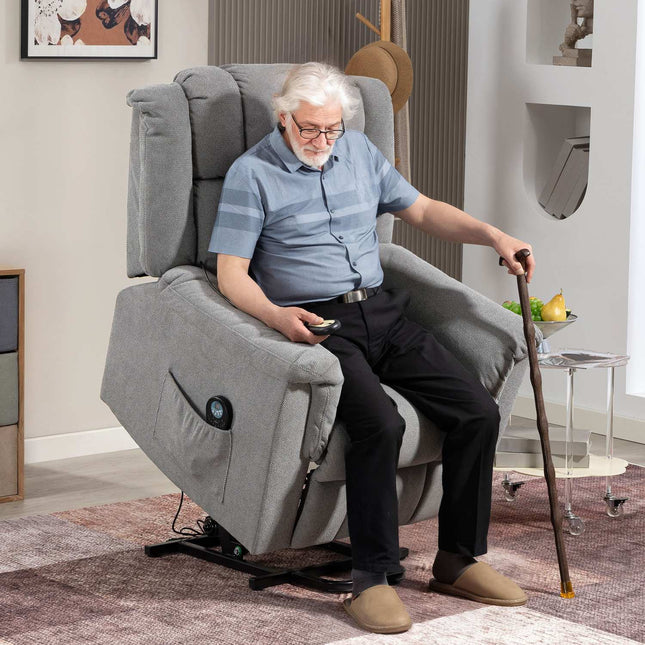 Fauteuil inclinable électrique avec massage et chauffage, gris foncé