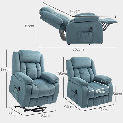 Elektrischer Relaxsessel mit Fernbedienung, Samt, Blau
