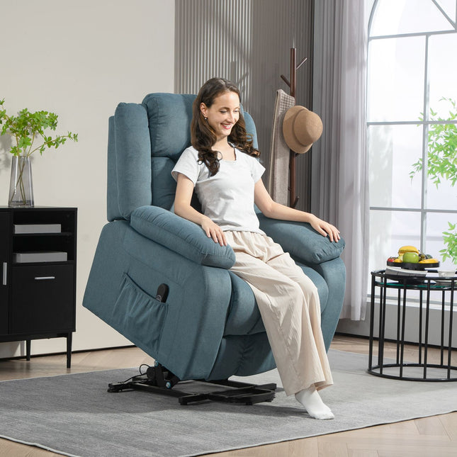 Elektrischer Relaxsessel mit Fernbedienung, Samt, Blau