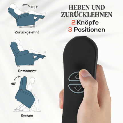 Elektrischer Relaxsessel mit Fernbedienung, Samt, Blau