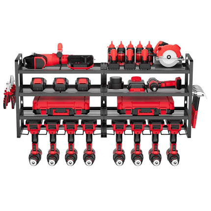 Power Tool Organizer Wall Mount – 4-Tier, 8 Drill Slots
