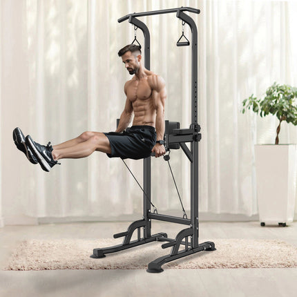 Power Tower Dip Station – 10-Level Adjustable, 440 Lb