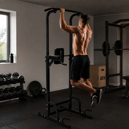 Tour de musculation pour salle de sport à domicile, hauteur réglable, acier noir