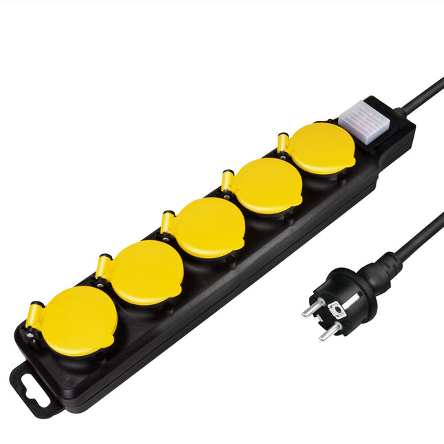 Power outlet 5-way Outdoor use with switch IP44