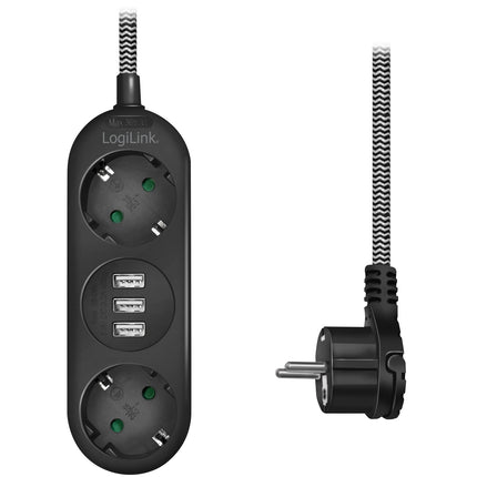 Steckdose Geerdet 2-fach 3xUSB Flachstecker
