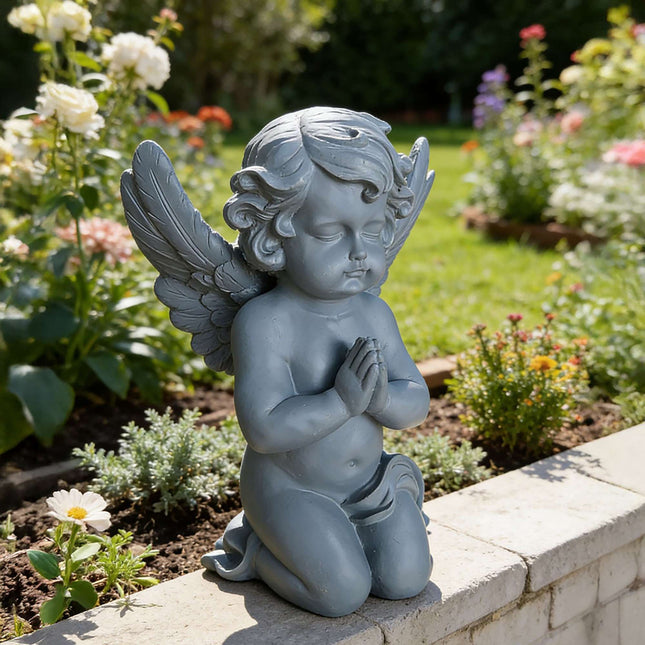 Statue d'ange en prière pour cimetière ou jardin