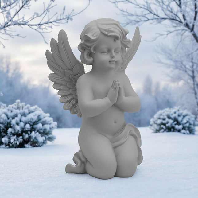 Statue d'ange en prière pour cimetière ou jardin