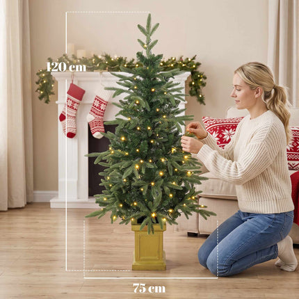 Pre-Lit Artificial Christmas Tree 120 cm with 110 LEDs, Remote Control, 147 Tips