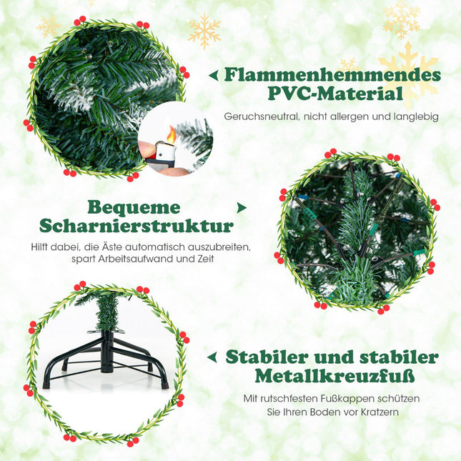 Sapin de Noël artificiel pré-illuminé 150 cm, fin, 200 LED, bleu-vert