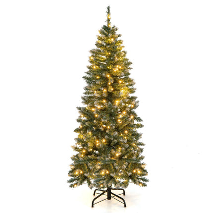 Sapin de Noël artificiel pré-illuminé 150 cm, fin, 200 LED, bleu-vert