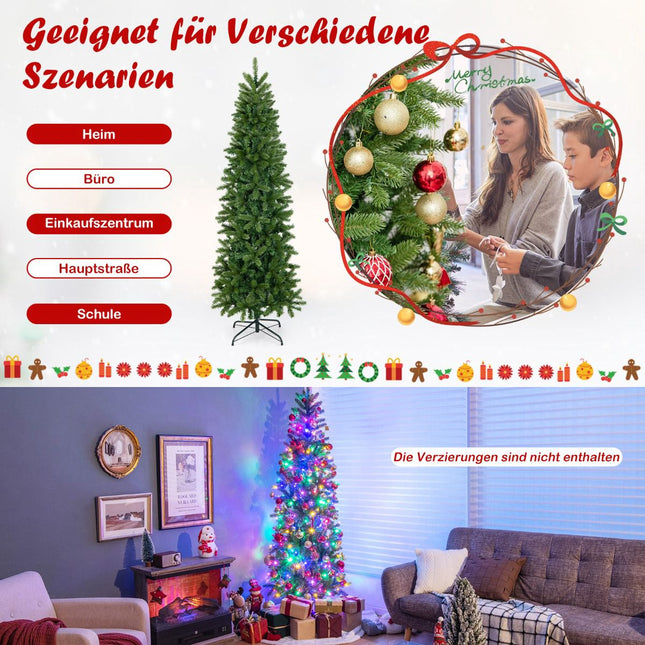 Sapin de Noël artificiel pré-illuminé 180 cm, 270 LED, 648 branches