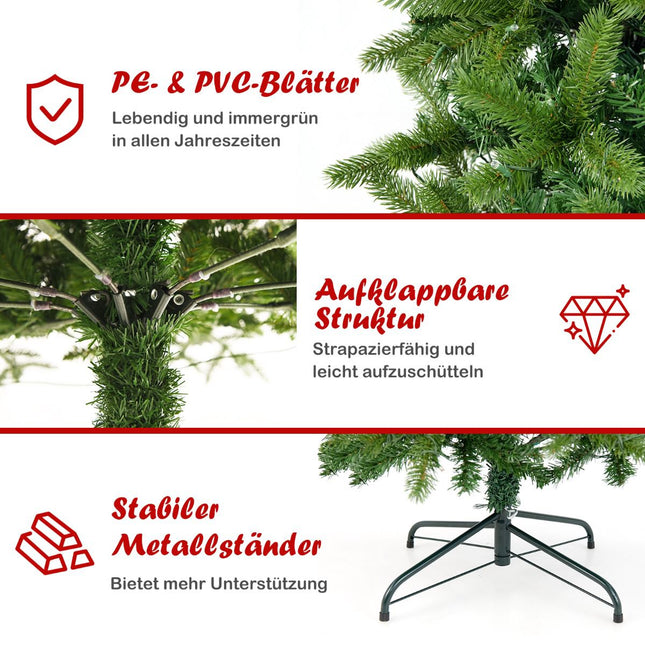 Sapin de Noël artificiel pré-illuminé 180 cm, 270 LED, 648 branches