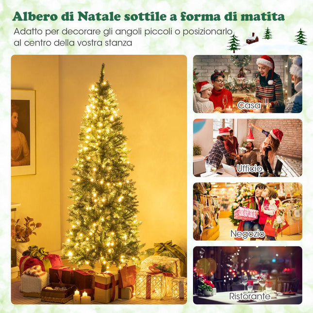 Sapin de Noël artificiel pré-illuminé 180 cm, fin, 250 LED