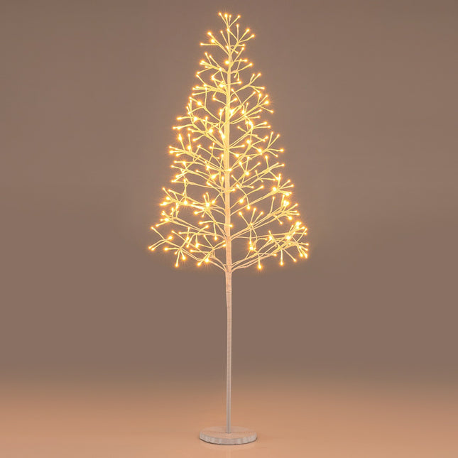 Sapin de bouleau pré-illuminé de 1,5 m, 240 LED blanc chaud, socle lesté
