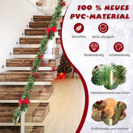 Weihnachtsgirlande, vorbeleuchtet, 270 cm, 50 warmweiße LEDs, Timer