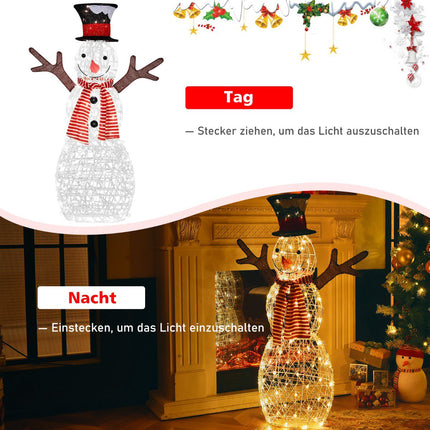 Bonhomme de neige de Noël pré-illuminé - 80 LED blanc chaud, 110 cm