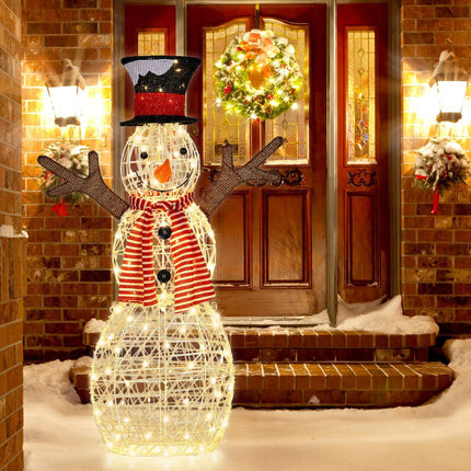 Bonhomme de neige de Noël pré-illuminé - 80 LED blanc chaud, 110 cm