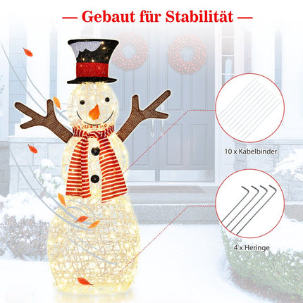 Bonhomme de neige de Noël pré-illuminé - 80 LED blanc chaud, 110 cm