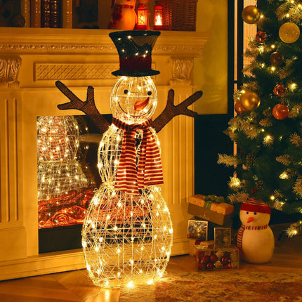 Bonhomme de neige de Noël pré-illuminé - 80 LED blanc chaud, 110 cm