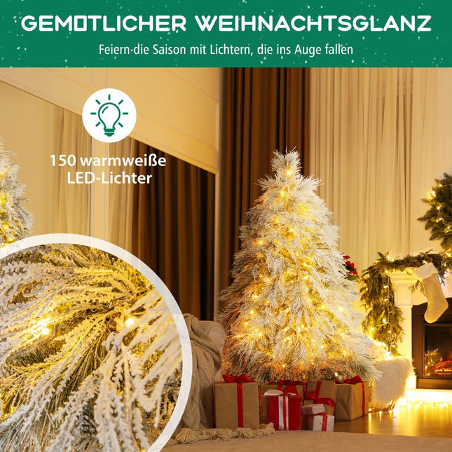 Sapin de Noël pré-illuminé à charnières, 146 cm, LED blanc chaud