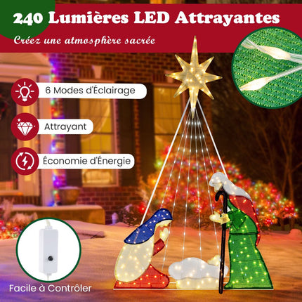 Beleuchtete Krippenszene, 180 cm, 240 LED, 6 Modi