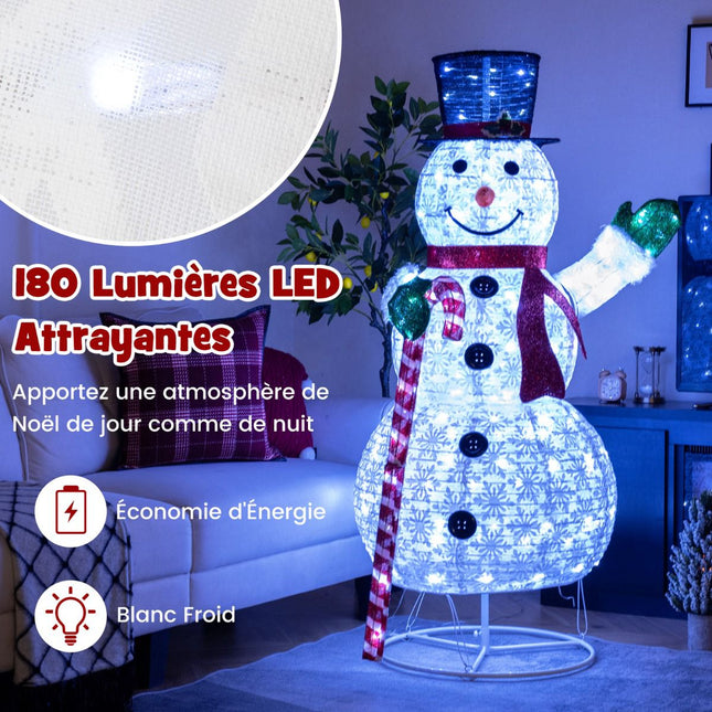 Vorbeleuchtete Schneemann-Gartendekoration – 150 cm, 180 LEDs