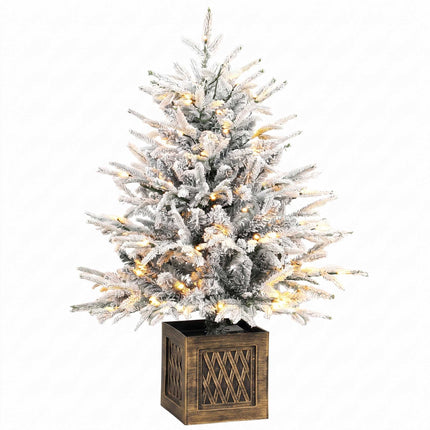 Pre-Lit Tabletop Christmas Tree 90 cm, 70 Warm White LEDs, Flocked, 488 Tips