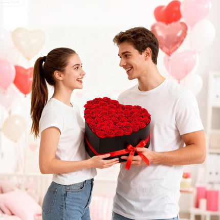 Preserved Roses, 50 Count, Red Heart Gift Box