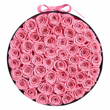 Preserved Roses, 50 Count, Sweet Pink Round Box