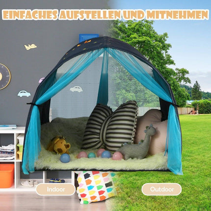 Prinzessin-Spielzelt-Bett mit Fenstern und Aufbewahrungstaschen
