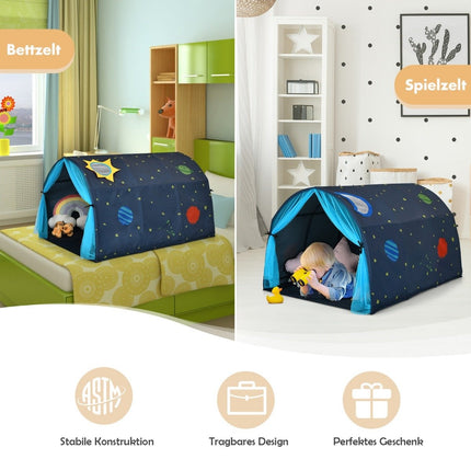 Prinzessin-Spielzelt-Bett mit Fenstern und Aufbewahrungstaschen