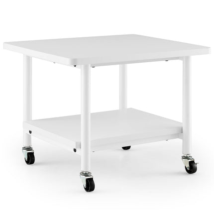 Druckerstand mit 2 Ebenen und feststellbaren Rollen, Weiß