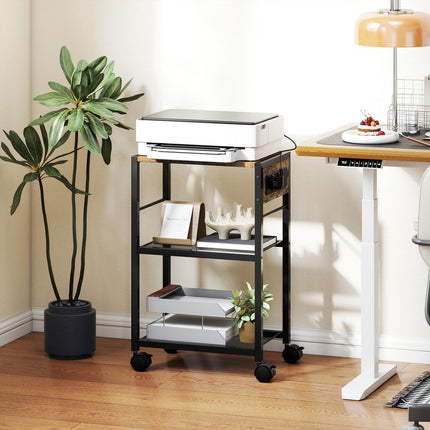 Support d'imprimante avec roulettes, prises, USB et USB-C, capacité de 40 kg