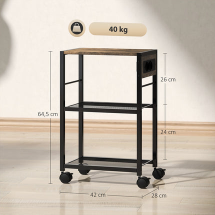 Support d'imprimante avec roulettes, prises, USB et USB-C, capacité de 40 kg