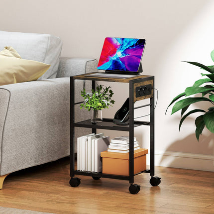 Support d'imprimante avec roulettes, prises, USB et USB-C, capacité de 40 kg