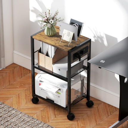 Support d'imprimante avec roulettes, prises, USB et USB-C, capacité de 40 kg