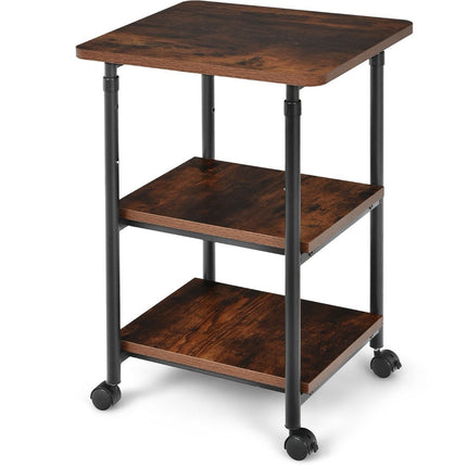 Druckerständer 3-stufig höhenverstellbar Druckerregal 49 x 40 x 67/77 cm braun