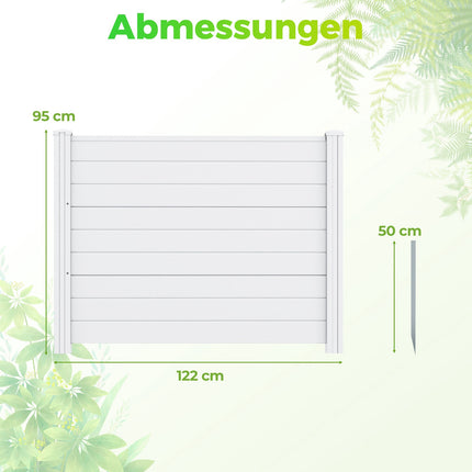 Sichtschutzzaun mit 2 Elementen, wetterfest, weiß