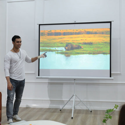 84"" stand projector screen, 4:3 adjustable for home and office