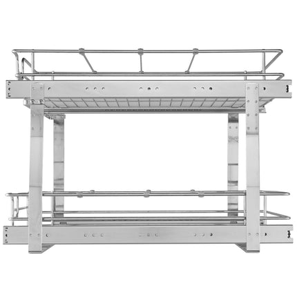 Pull-Out Cabinet Organizer, 2-Tier Steel Slide-Out Shelves