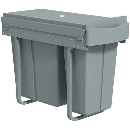 Poubelle de cuisine extractible, 2 seaux amovibles, 30 L, métal