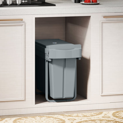 Poubelle de cuisine extractible, 2 seaux amovibles, 30 L, métal